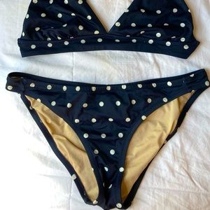 ($10 Bundle) J.Crew Black Polka Dot Bikini Set